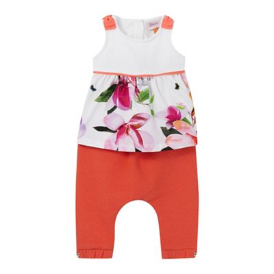 Baker by Ted Baker Baby girls' white floral print top and orange quilted harem trousers